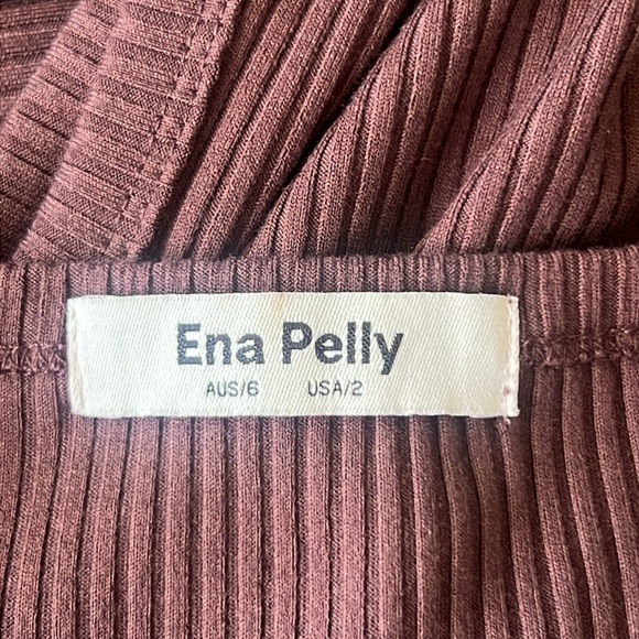 ENA PELLY Billie Racer Side Cutout Ribbed Maxi Dress Chocolate Brown Sz 2 - Picture 9 of 9